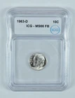 1963-D Roosevelt Dime MS66 FB ICG