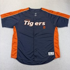 Detroit Tigers Baseball Jersey Mens 2XL Blue Orange MLB Baseball Dynasty