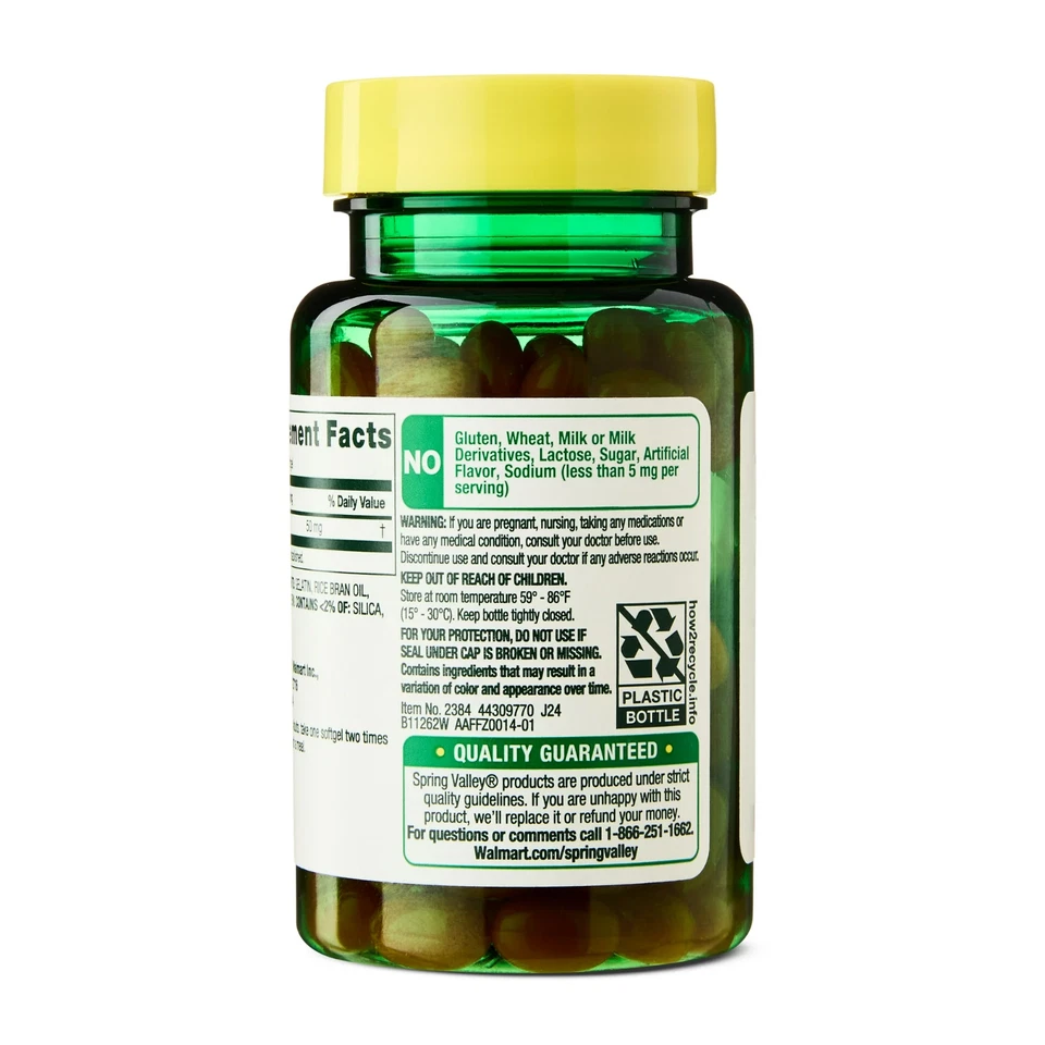 Spring Valley CoQ10 Dietary Supplement Softgel for Heart Health, 50 mg 30 Count - Image 2 of 3