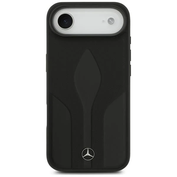 Coque Mercedes MagSafe iPhone 17 En Cuir Véritable Noir Logo Étoile Métal - Photo 3/4