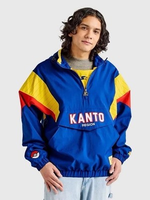 Starter Pokemon Colorblock Half-Zip Pullover Jacket Blue/Yellow/Red Men s M