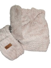 A Baby Bear Ears Winter Hat Scarf Plush Animal Faux Fur Wrap New NWOT