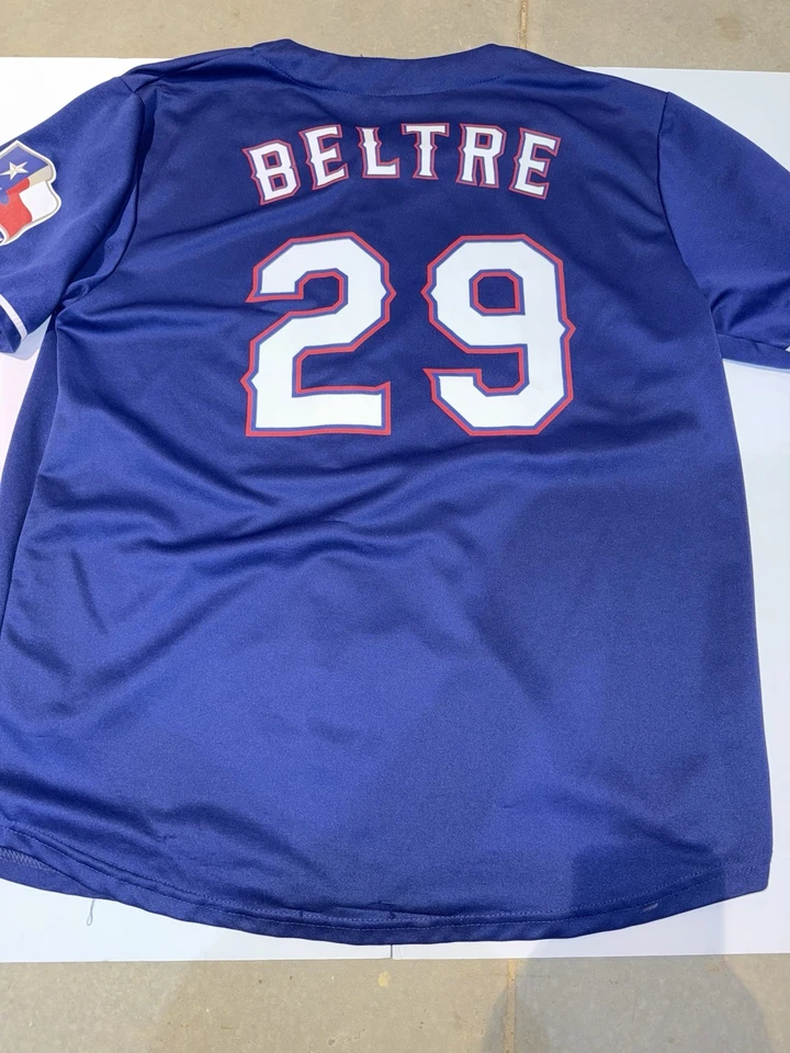 Camiseta Adrian Beltré 2011 Texas Rangers Serie Mundial Hombre’s Azul Alt Pequeña Foto 4 de 4