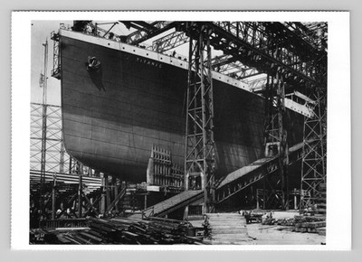 Postcard RMS Titanic Construction Before Launching White Star Line 1988 Reprint