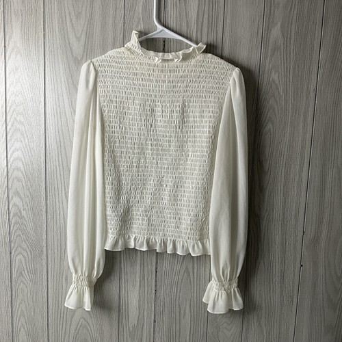 See By Chloe Cloud White Ruffle Trim Laced Sleeves Blouse - Size 36 - Picture 4 of 10