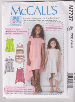 7737 McCALLS Learn to Sew - DRESS w Variations - GIRLS 3/4/5/6