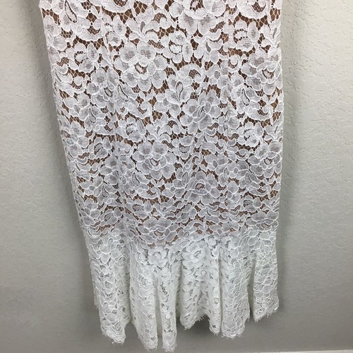 Michael Kors Collection Dress 8 White Lace Nude Mermaid Wedding Bridal Women’s - Picture 3 of 9