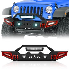 Front Bumper For 07-2026 Jeep Wrangler Jk Jl Jku Jlu Unlimited With 5 Led Lights