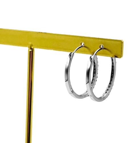 Coppia di Orecchini a Cerchio Crystal in argento 925 rodiato - Hoops Collection - Foto 48 di 56