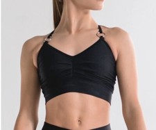 NEW Girls Kids Child Gymnastics Dance Cheer Active RING TOP Shirt Black SMALL