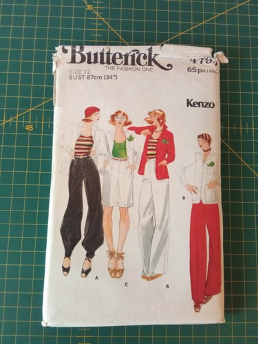 4793 Kenzo giacca plissettata davanti pantaloni pantaloncini taglia 12 modello cucito butterick non tagliato - Foto 1 di 2