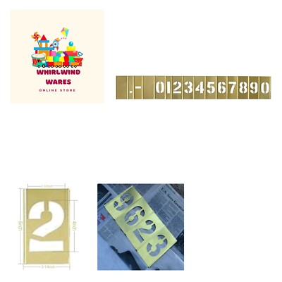 Curb Stencil Kit for Address Painting, 4 inch Brass Interlocking Numbers Sten...