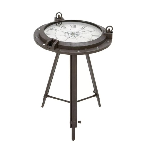 Black Accent Table Round Nautical Coastal Beachy Modern Sunroom Tripod Side 24"H - Picture 17 of 24