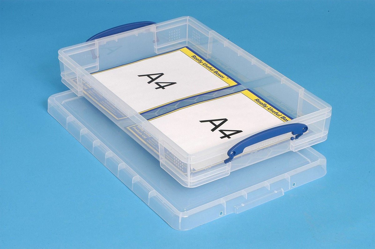 Really Useful Box 10 Liters 520 x 340 x 85 mm for A3 Paper, Transparent, Pack of 6