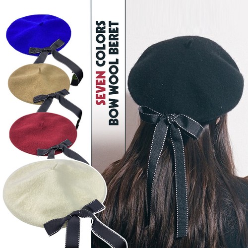 Women Soft Bow Elegant Berets Preppy 