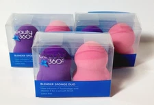 6 x Beauty 360 BLENDER SPONGE DUO For Smooth Makeup Application Pink & Purple