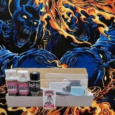 Hydro Dipping Kit- Flaming Blue Demons Film, Activator, Paints