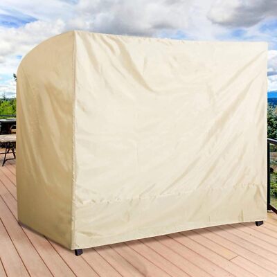 3-Seater Patio Swing Chair Cover – Water-Resistant, Windproof With Straps, Beige All-Weather Protection