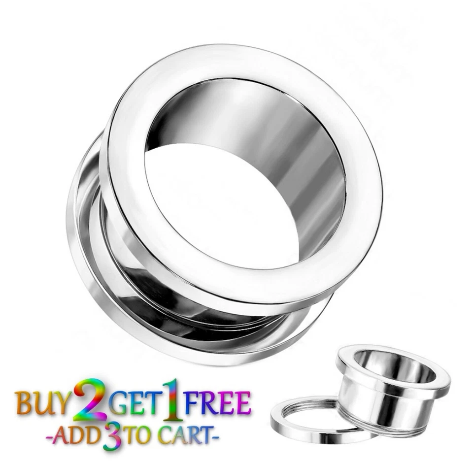 Par de plugues medidores 1088 parafuso de aço inoxidável 8g-50mm ajuste túneis alargamento duplo - Imagem 2 de 3