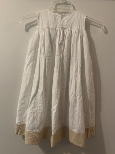 Bumble Linen Blend White Lined Dress Bow Sleeveless Girls Size 6 Fancy - Picture 3 of 5