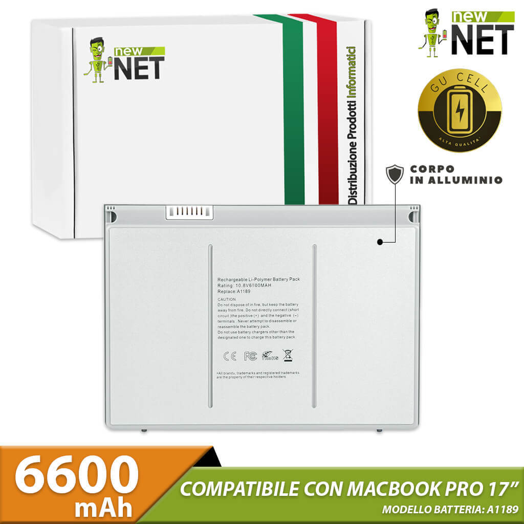 Batteria MacBook Pro 17 MA611LL/A A1189 - Ricambio 5600mAh Alta Qualità