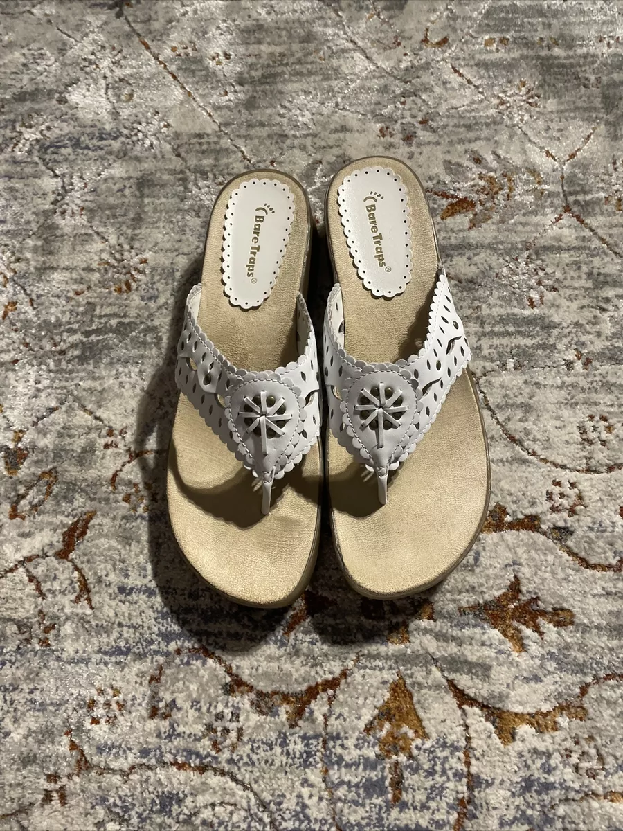 Bare Traps Womens BARE TRAP Open Toe Casual Slippers White Size