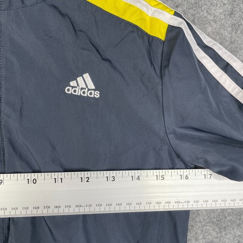 Adidas Jacket Boys Kids Size 7 Lightweight Full Zip Gray Yellow Windbreaker Play - Picture 3 of 7