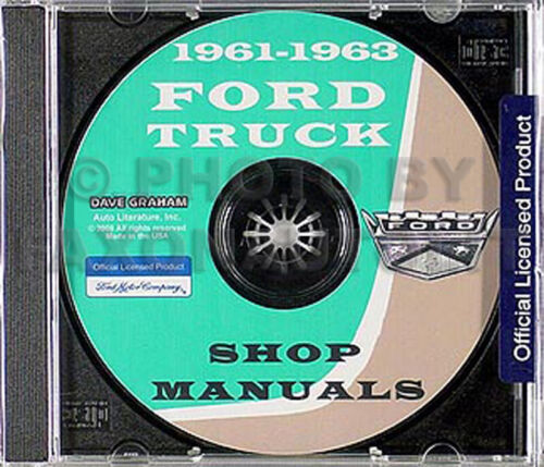 1961 1962 1963 Ford Pickup Und Truck Reparatur Shop Manual Cd-Rom F100 F250-F800 - Afbeelding 1 van 1