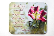 Lily Premium Mouse Pad - Christian Gift - Psalm 103:8 KJV Bible Verse
