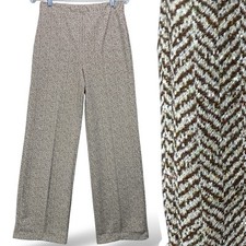 VTG 70s Bell Bottom Disco Pants Flare Herringbone Elastic Waist Stretch Trouser