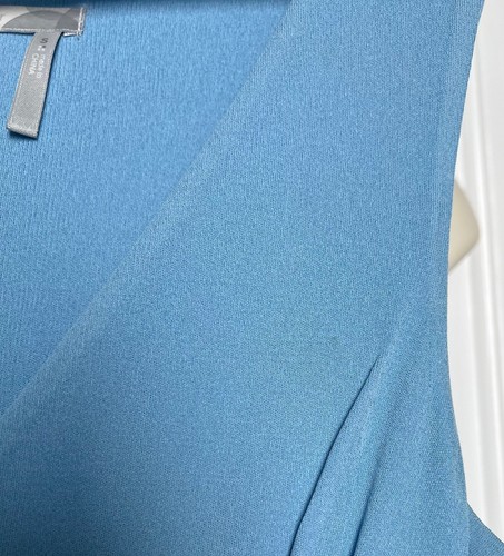 Classiques Entier Sleeveless Solid Blue Silk Crossed V Neck Ruched Blouse Top S - Picture 6 of 6
