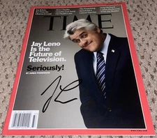 JAY LENO SIGNED TIME MAGAZINE AUTOGRAPH NO LABEL NEWSSTAND
