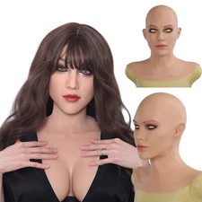Realistic Silicone Female Face Mask Crossdresser Head Mask For women For Cosplay