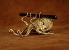 Metal Octopus Animal Statue Tabletop Figurine Decor Gift Mobile Phone Holder USA