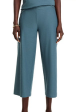 BNWT Eileen Fisher Washable Stretch Crepe Wide-Leg Cropped Pant Eucalyptus L 188