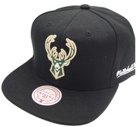 Mitchell & Ness Milwaukee Bucks Black English Dropback Snapback Kappe Basecap