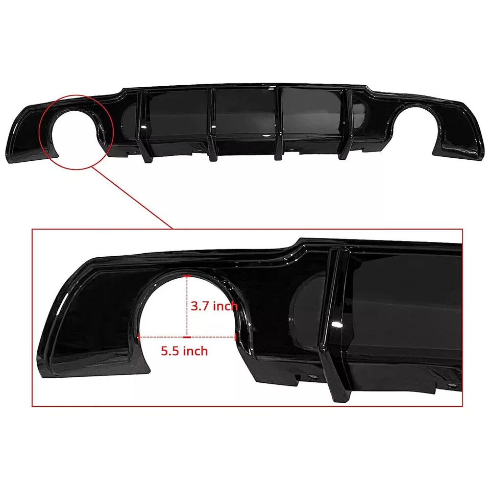 Difusor de parachoques trasero cenefa aletas de tiburón negro brillante para Chrysler 300 2015-2023 Foto 4 de 4