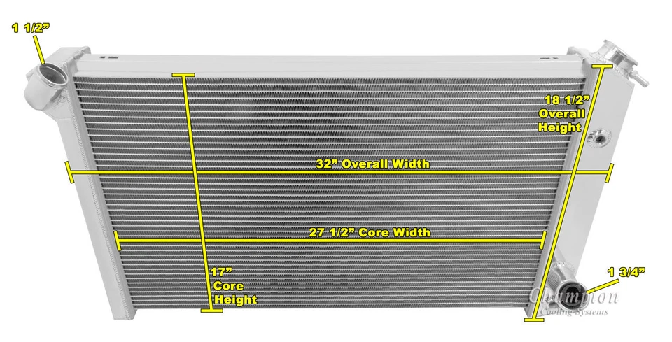 73 74 75 76 Chevrolet Corvette Champion 3 Row Aluminum Radiator CC478 Foto 3 de 4