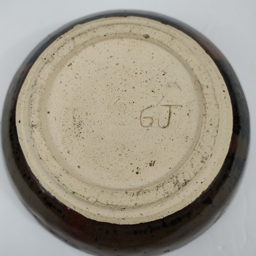 Studio Art Pottery Trinket Bowl Dish Brown Red Initialed Stoneware - Picture 3 of 7
