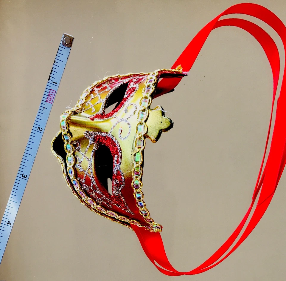 Decorated Mardi Gras Mask Multicolor With Bids & Gold Decor - Image 3 of 4