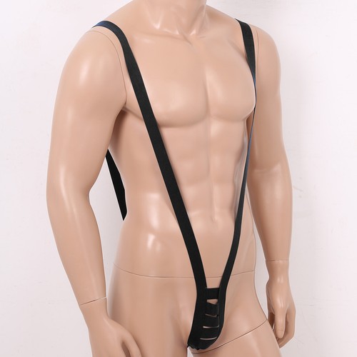 Men's One Piece Deep V-Shaped Mankini Underwear Suspender Bodysuit Strap Thongs - Picture 28 of 56