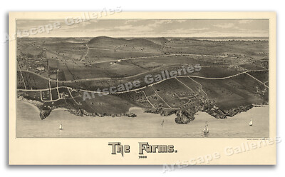 The Farms - Beverly Massachusetts 1886 Historic Panoramic Town Map - 20x36