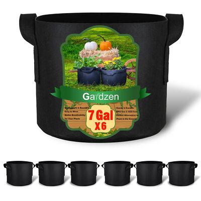 6-Pack 7 Gallon Grow Bags Heavy-Duty Aeration Pots with Handles for Plants