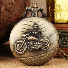 Motorcycle Pocket Watch NEW Gift Skull Skeleton Biker Bike