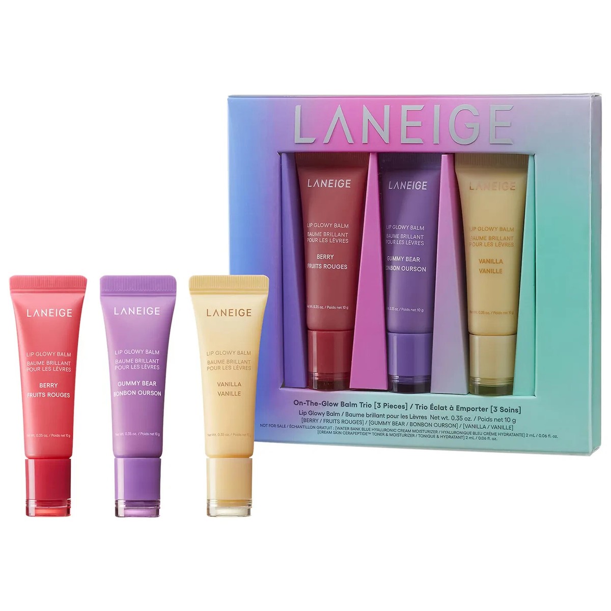 LANEIGE On-the-Glow Lip Balm Trio 10 g each in Berry, Gummy Bear