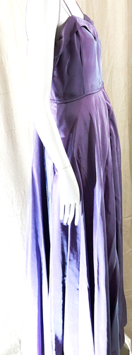 Vintage 1950s Dress Shot Heavy Taffeta Purple Blue Shoestring Straps Ball Gown - Picture 7 of 9