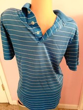 CHAMPION STRIPED Golf Polo Shirt Polyester 1/4 Button Up S/P