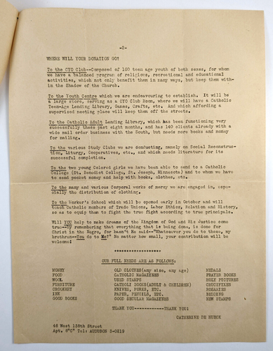 Mailer A Letter From Harlem Vintage Friendship House di Catherine De Hueck - Foto 3 di 5