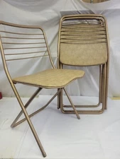Vintage Set of 4 Hamilton Cosco Mid Century Mod Atomic Folding Chairs  Stylaire