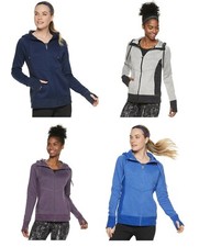 NWT Women's Tek Gear Sweater Fleece Jacket Drawstring Hood 4 colors FAST SHIP